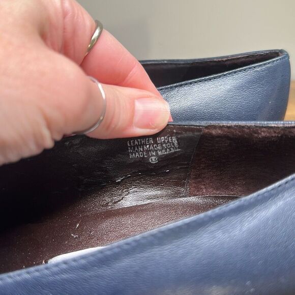 Etienne Aigner Merit Blue Leather Loafer Slip on 7.5 FLAW - Picture 6 of 10